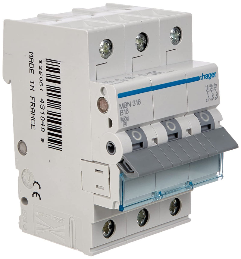 [Australia - AusPower] - Hager MBN316 Circuit Breaker 3-Pin 6kA B-Characteristic 16A 3 Modules 