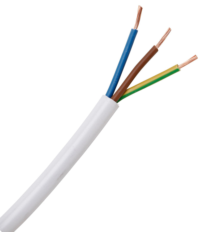 Kopp Power cord H03 VV-F, 3 x 0.75 mm². White 10m Single