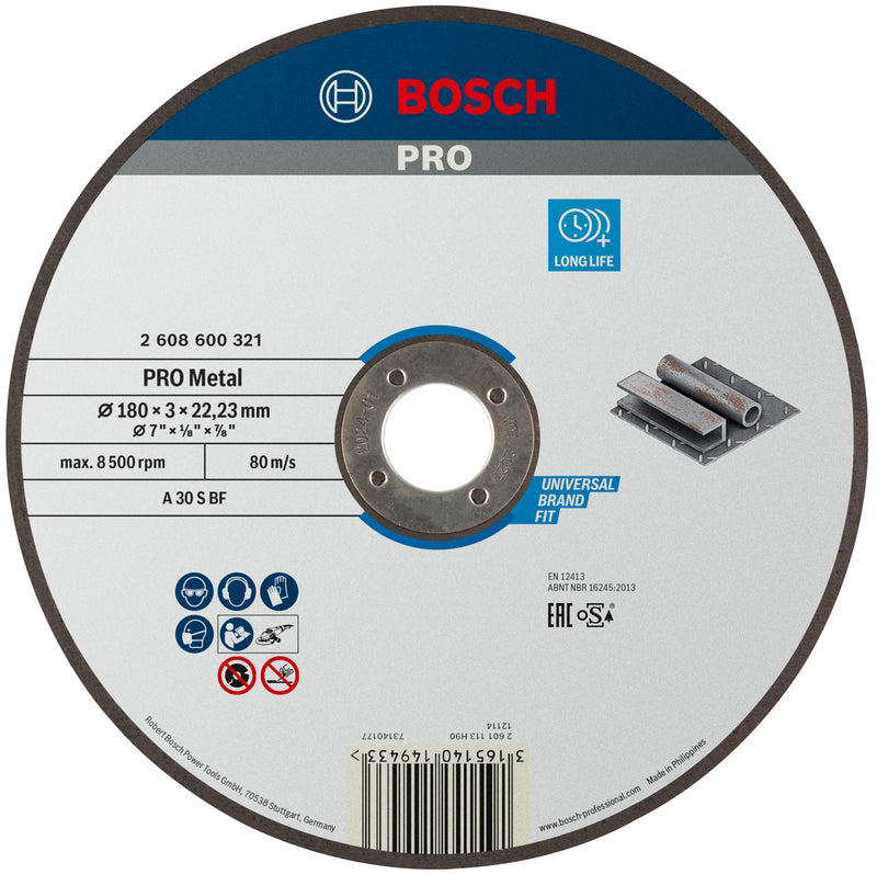 [Australia - AusPower] - Bosch 2608600321 Expert for Metal Straight Cutting disc, 180 mm Diameter: 180 mm 180 x 3 mm 