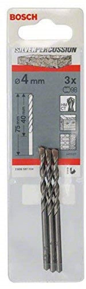 [Australia - AusPower] - Bosch Professional 3 x Cyl-3 Concrete Drill Bit, Diameter 4 mm, 40 x 75 mm, Bosch Accessories, for Hammer Drill Ø 4 x 40 x 75 mm Pack of 3 