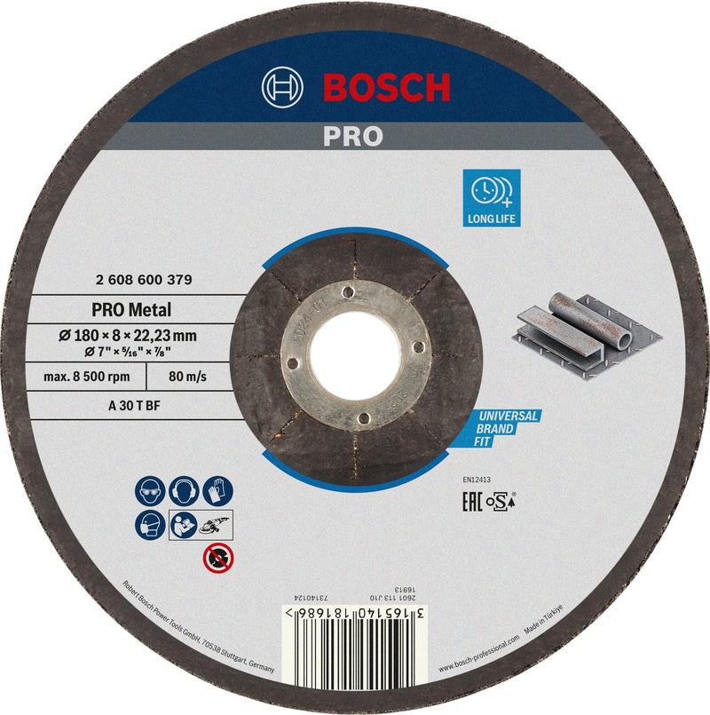 [Australia - AusPower] - Bosch 2608600379 Grinding Disc for Steel, Black, 180 x 8 mm Diameter: 180 mm 