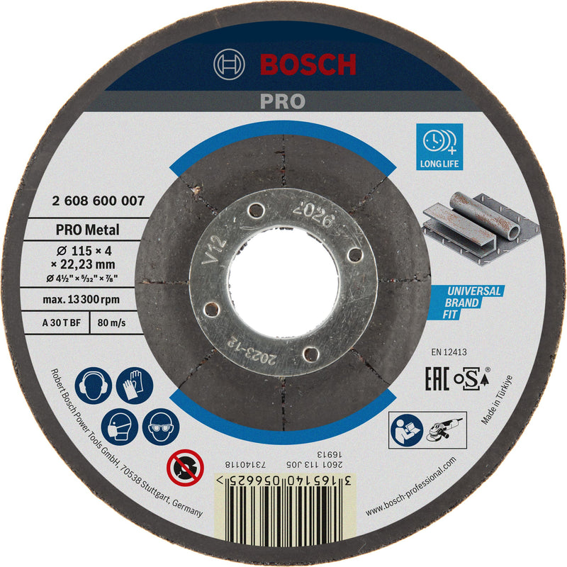 [Australia - AusPower] - Bosch 2608600007 Grinding Disc for Steel, Black, 115 x 4 mm 115 mm 