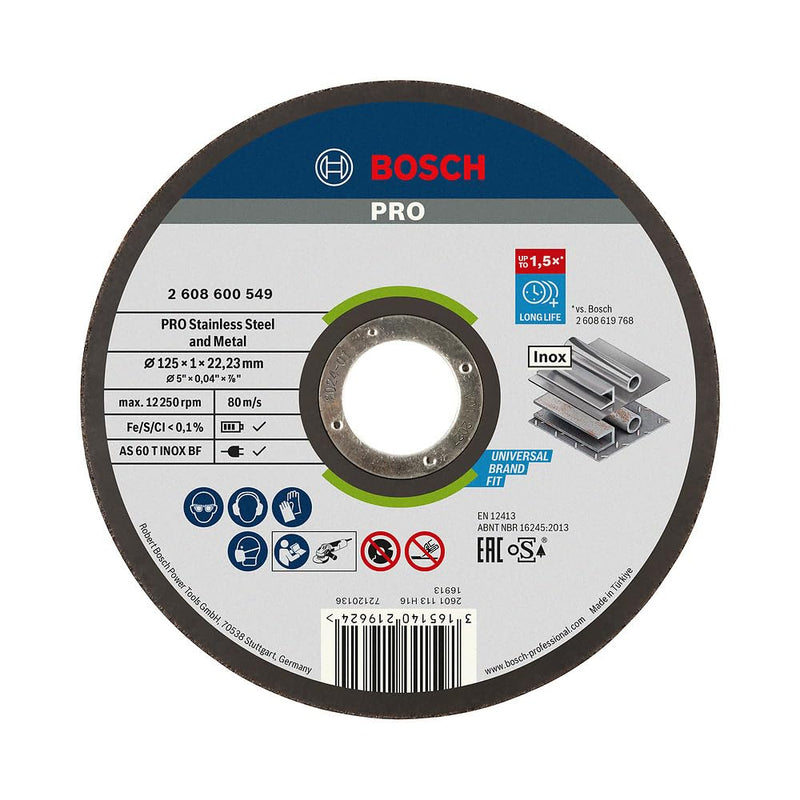 Bosch Cutting Disc 125 x 1.0 mm Stainless Steel Straight 125 mm