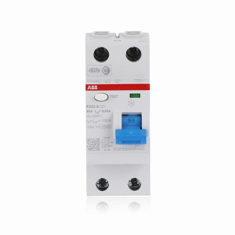 ABB Residual-Current Circuit Breaker 40 °F202A-40/0.03 | FI-Schalter zur Hutschienenmontage - Zuverlässiger Brandschutz durch 0,03A Differenzstrom Industriequalität 2CSF202101R1400 White Single pack