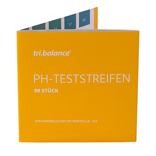 tri. Balance pH Test Strips Pack of 99 | Measuring Range 5.6 – 8.0 pH | for Urine or Water pH measurement to Control the Acid/Alkaline Balance | Colour scale in 0.2 pH increments, reading after 5-60 seconds, for water and other liquids, made in Germany
