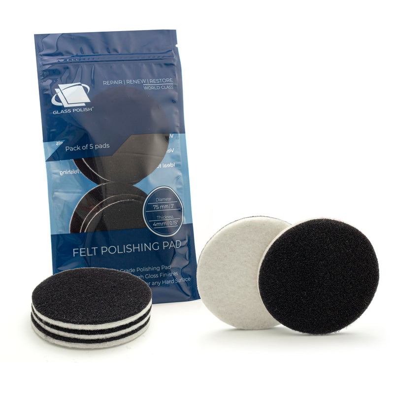 [Australia - AusPower] - GLASS POLISH GP11007 Felt Polishing Pad Set for Polishing Glass, Plastic, Metal, Marble / Diameter 3 inch / Pack of 5 Pads 