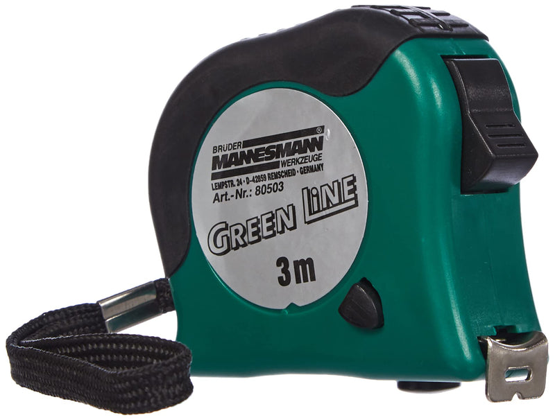 [Australia - AusPower] - Brüder Mannesmann Tape measure, 3 m x 16 mm, green/black casing, M80503 