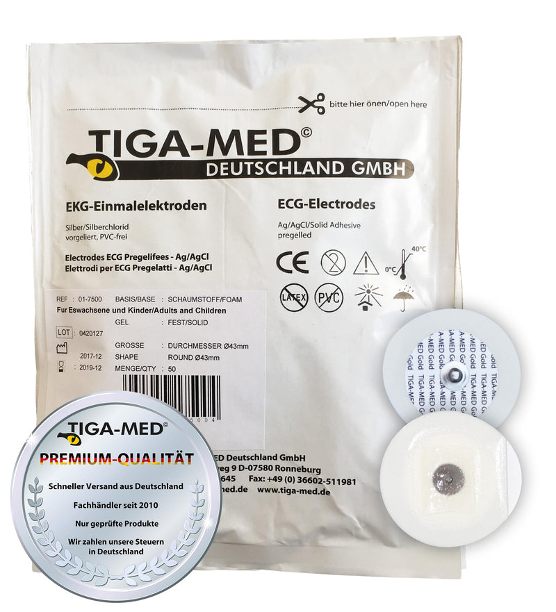[Australia - AusPower] - Tiga-Med ECG Solid Gel Electrodes 45 mm Pack of 100 