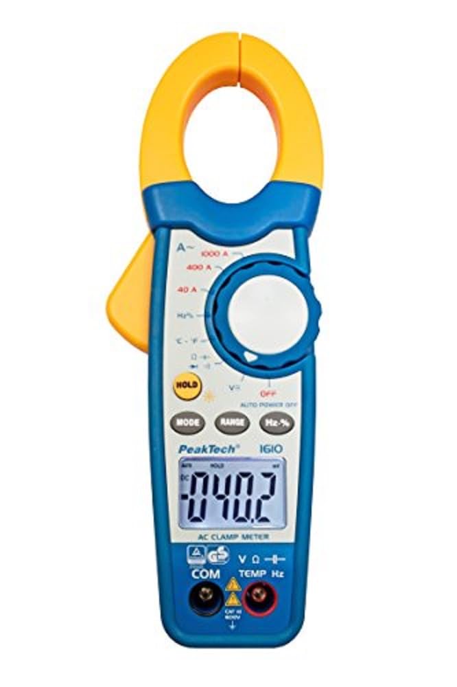[Australia - AusPower] - PeakTech 1000 A AC Current Clamp/ – 3999 – Digits Voltage Continuity Tester Multimeter/Voltmeter/Diode Test Thermometer Capacity Test – 1 x P 1610 