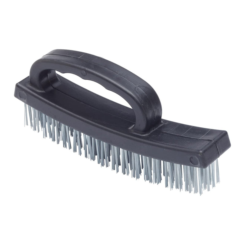 [Australia - AusPower] - Fit For The Job 6 inch Wire Brush with Overgrip Knuckle Guard Easy Grip Handle, 4 Rows of Wire for Heavy Duty Paint & Grime Removal, Cleaning Rust, Grills, Tiles, Wood, Metal, Brick, Masonry, 6" Overgrip Wire Brush 