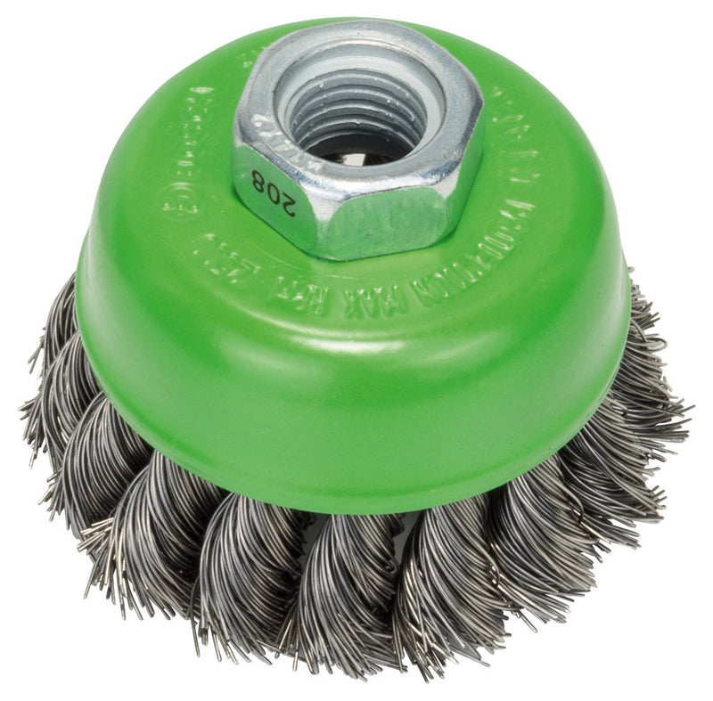 [Australia - AusPower] - Bosch 1 x PRO Stainless Steel Longlife Cup Brush, Braided Wire for Small Angle Grinders and M14 Thread (for Non-Ferrous Metals, Steel, Diameter 65 mm, Professional Accessories Small Angle Grinder) 