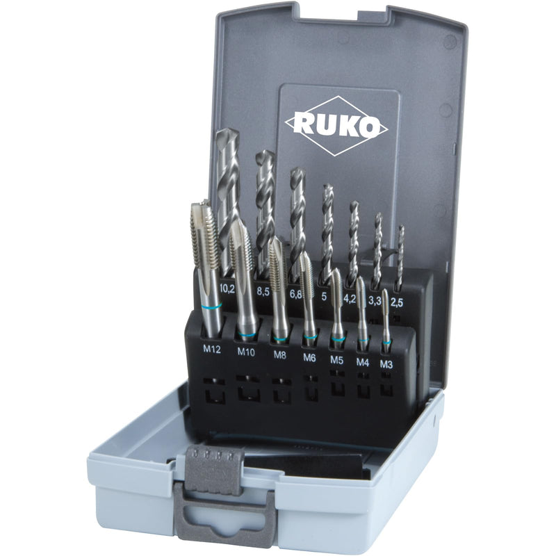 [Australia - AusPower] - Ruko 245048RO, Machine Tap Drill Bit Set, 14-Piece, HSS DIN 371 / 376 Single 