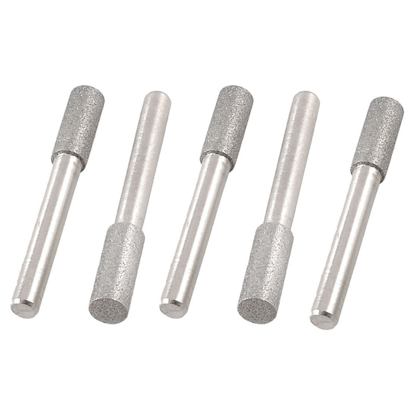 5 Pcs Cylindrical Head Shank Diamond Mounted Points File 8mmx20mmx6mm | Diamond grinding pins