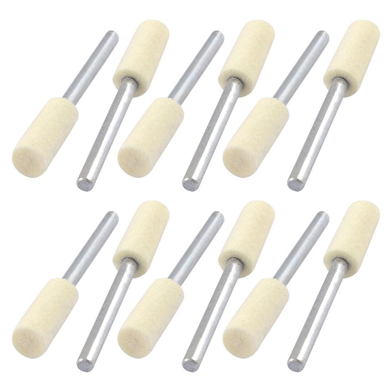 [Australia - AusPower] - 3mm Shank 6mm Diameter Cylinder Polishing Buffing Mounted Felt Bobs 12 Pcs 