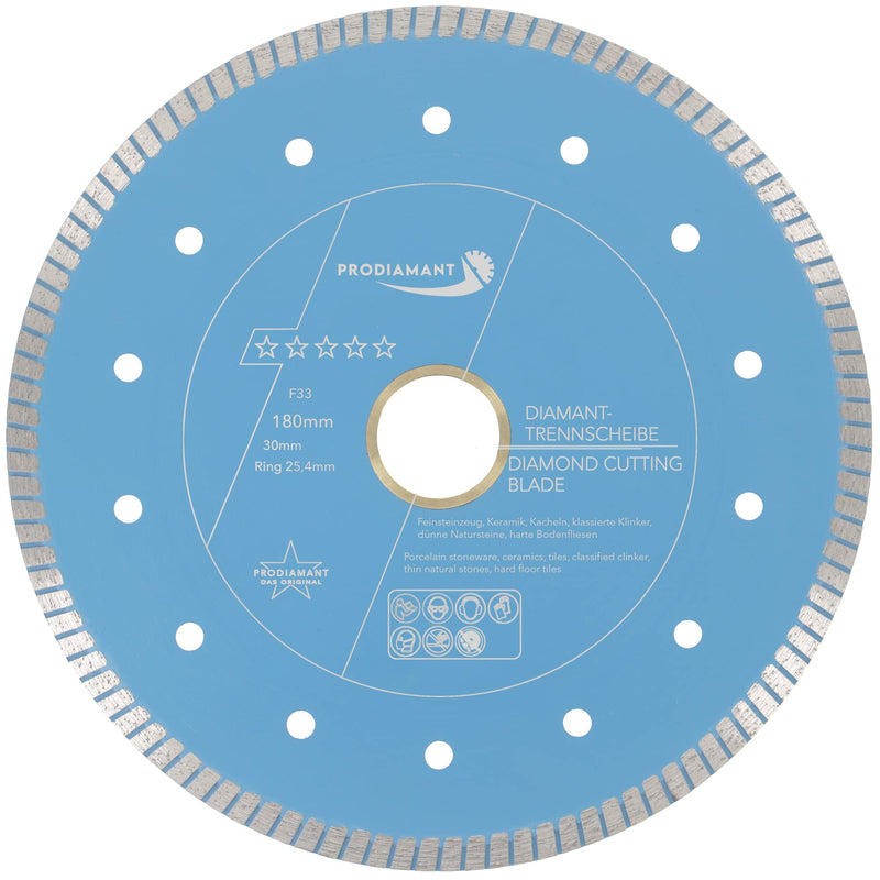 [Australia - AusPower] - PRODIAMANT F33 Professional Diamond Cutting Disc Diameter 180 mm for Natural Stones Granite and Tiles Bore 30 mm with Spacer Ring 25.4 mm Extra Thin Natural Stone Diamond Disc 180mm / 30+25,4mm 