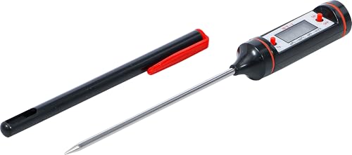 BGS Digital Thermometer with Stainless Steel Probe, Pack of 1, 8714 | Probe length: 125 mm, 0.1 °C steps, °C/°F switchable, switch-off after 15 minutes, measuring tip protection with pocket clip