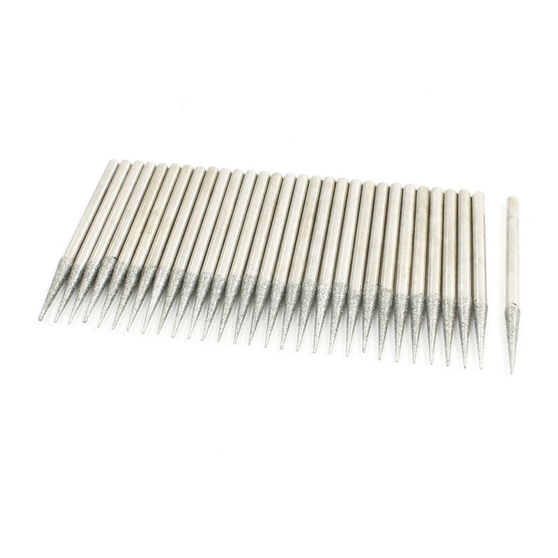 [Australia - AusPower] - 15mm x 1mm Cone Head Diamond Burr Mounted Point Buffing Bits 30 Pcs 