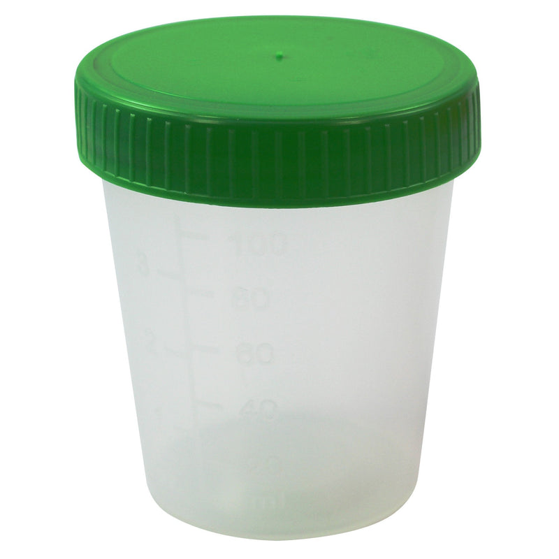 10 125ml Urine Sample Cup with Lid Green