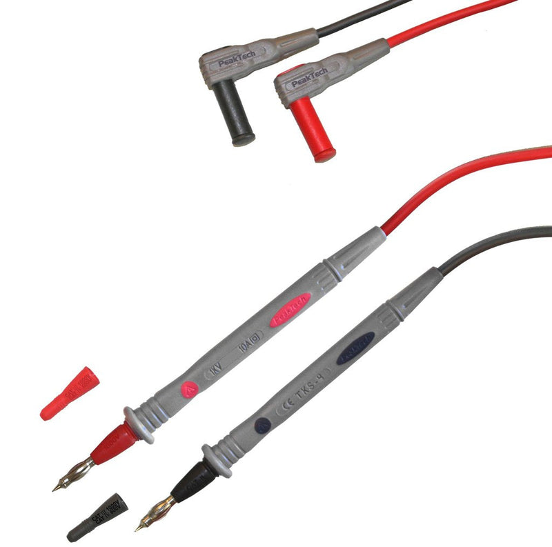 [Australia - AusPower] - Peak Tech 1 Pair Flexible Multimeter Test Leads 120cm, Safety - Test Kit Cable, 1000V AC / DC, 10A, Cat III / IV, 1, TKS Pack of 4 Single 