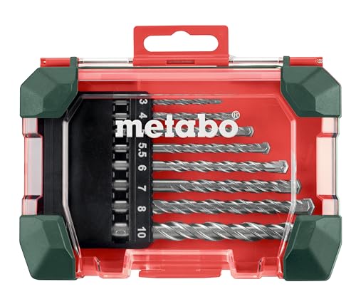 Metabo 626706000"Promotion" 8-piece masonry drill bit storage case. | Robust set for impact drills, carbide plate 130 degrees, in plastic case, diameter: 3 to 10 mm, 626706000 1 multi-coloured