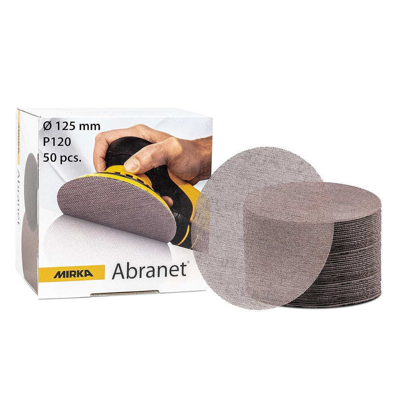 [Australia - AusPower] - Mirka Abranet Mesh Sanding Discs Ø 125mm Grip / Grit P120 / 50 pcs / 5423205012 / For 125mm Orbital Sanders / for Sanding of Wood, Putty, Lacquer, Composite Korn P120 