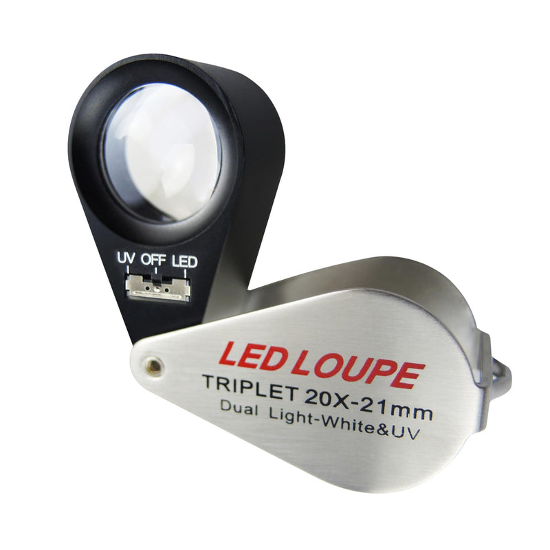 [Australia - AusPower] - Generic Mini Jeweler Loupe 20x Magnifier with LED and Uv Light 20x Magnification 