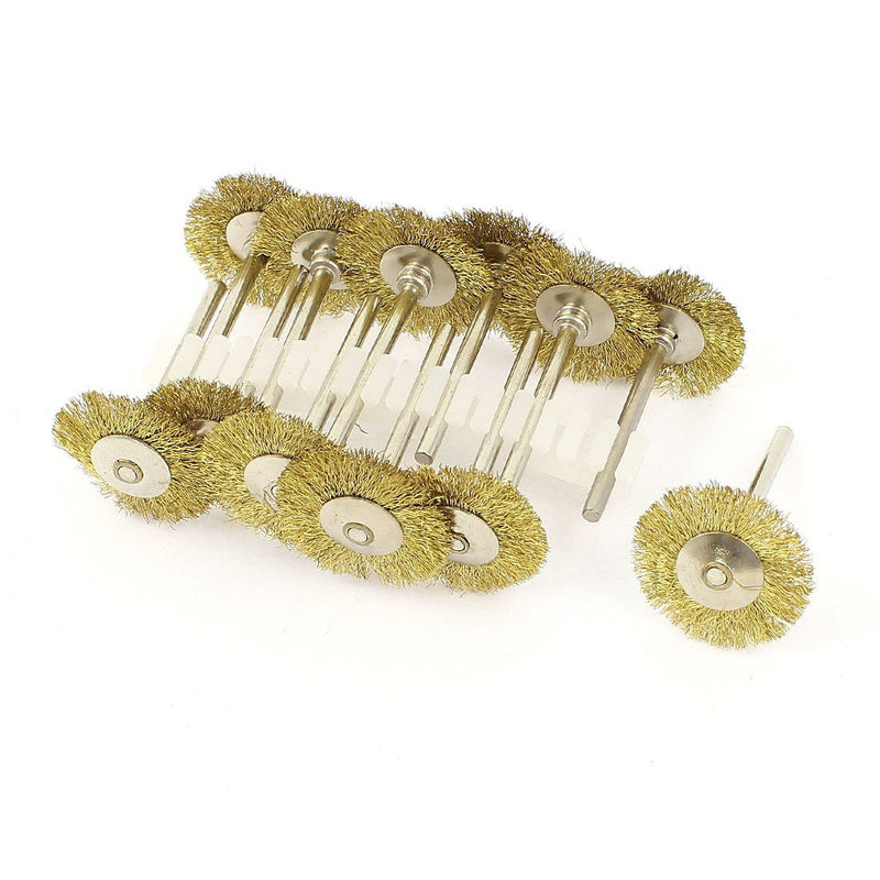 [Australia - AusPower] - 12x 1/8inch Shank 25mm Wheel Brass Bristle Brush for Dremel Tool 