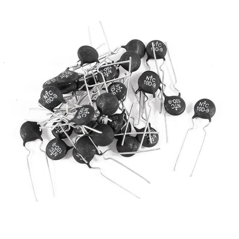 9mm Head Diameter 10 Ohm NTC Thermistors Black Silver Tone 30 Pcs