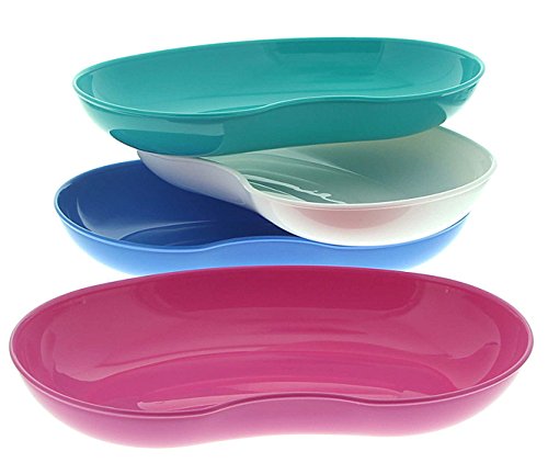 Kosmetex Kidney Bowls Made of Plastic, Food-Safe, Disinfectable, Autoclavable, Assorted Colors, Set of 4 (Pack of 1)