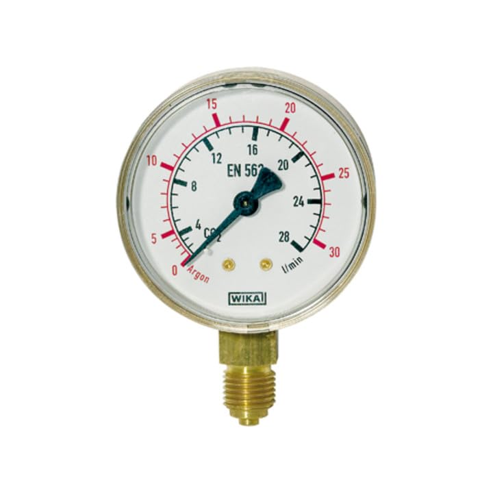 [Australia - AusPower] - RIEGLER 101293-420 Argon Pressure Gauge, G 1/4 Radial Below, 0-30 l/min (10 bar), Diameter 63, Pack of 1 
