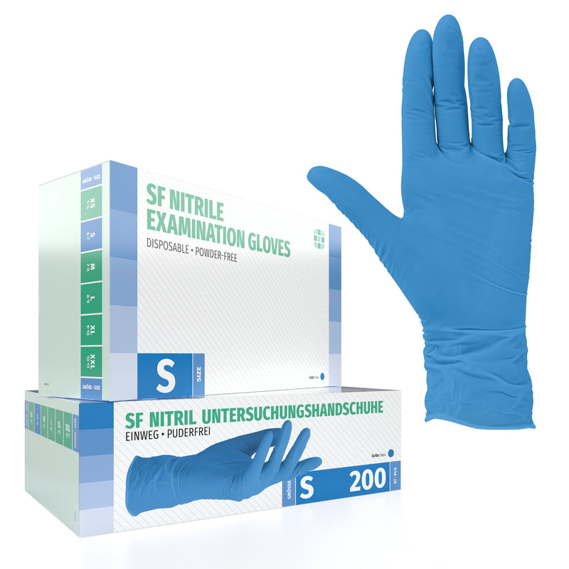 Nitrile Gloves Box of 200 Disposable Examination Gloves (S, Nitrile Blue), Powder-Free, Non-Sterile, Latex-Free, Blue Sma | Puderfreie Einmalhandschuhe für Tattoo, Werkstatt, Küche, Reinigung und Haushalt; vielseitig für Gewerbe und Alltag