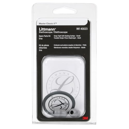 3M Littmann 40023 Stethoscope Spare Parts Kit, Master Classic - Grey | Contains small soft sealing snap-tight eartips and adjustable diaphragm. Only for Master Classic.