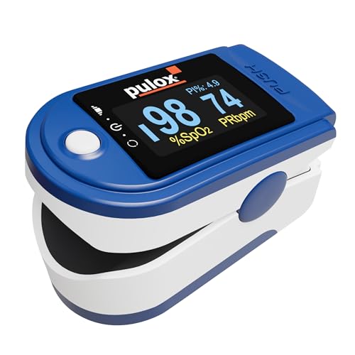 Pulse oximeter PULOX PO-200 Solo Finger Pulse Oximeter for Measuring Pulse and Oxygen Saturation on Finger | With precision indicator for reliable control of oxygen saturation, heart rate and perfusion index blue 1 pc. (pack of 1)