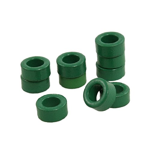 sourcing map Pack of 10 Inductor Coil Green Toroidal Core Ferrite Cores 10mm x 6mm x 5mm