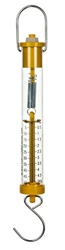 Newton Force Meter Spring Scale - Max Capacity 50N, 5Kg, Dual Scale Labeled - Eisco Labs 1.3 inches x 9.5 inches x 1 inches