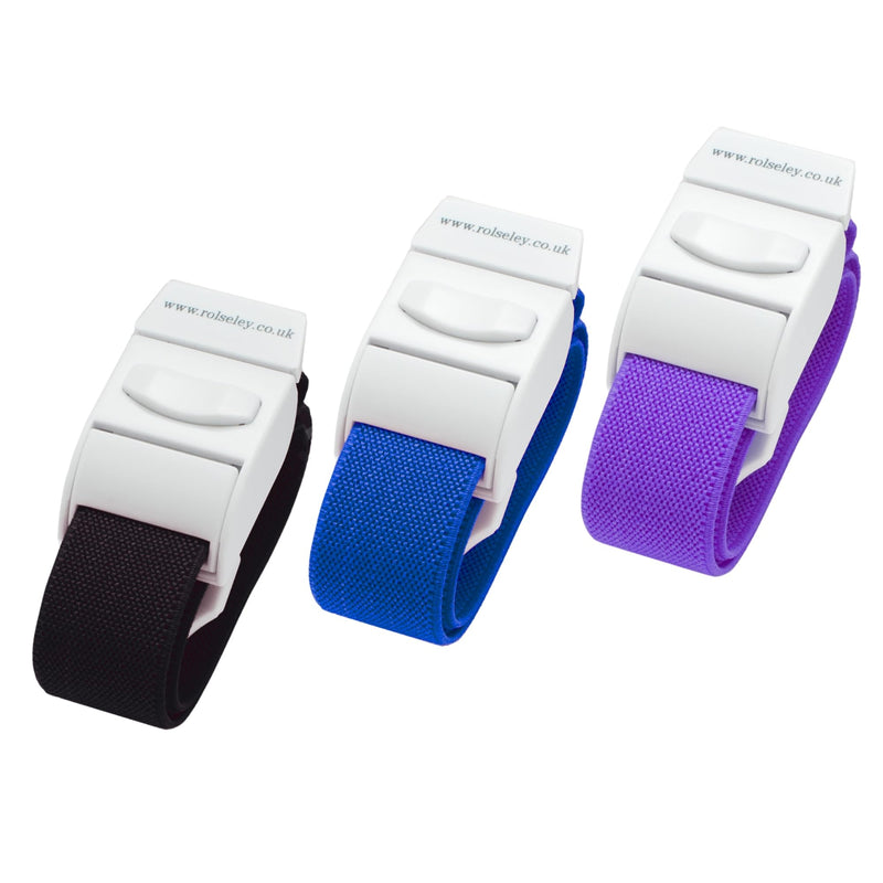 Pack of 3 different color Quick Release Medical Tourniquets (BLACK/BLUE/VIOLET) Black / Blue / Purple