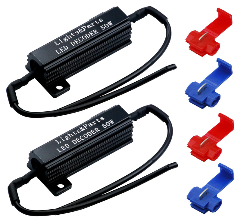 LED Resistor Load Resistor for LED - 2x for P21W H1 H3 H7 H8 H11 HB4 W21W PY21W - 50 Watt 6 Ohm - Canbus Adapter - Indicator Daytime Running Light DRL Fog Light Reversing Light without Error Message B547