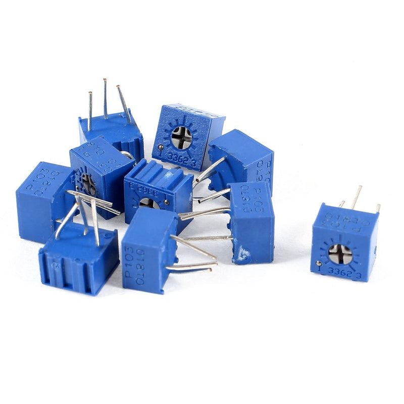 [Australia - AusPower] - Sourcingmap a14062700ux0411 10 Pcs Potentiometer Trimmer Trimpot Variable Resistor 3362P-103 10K Ohm, Multi-Colour, Set of 10 Pieces 