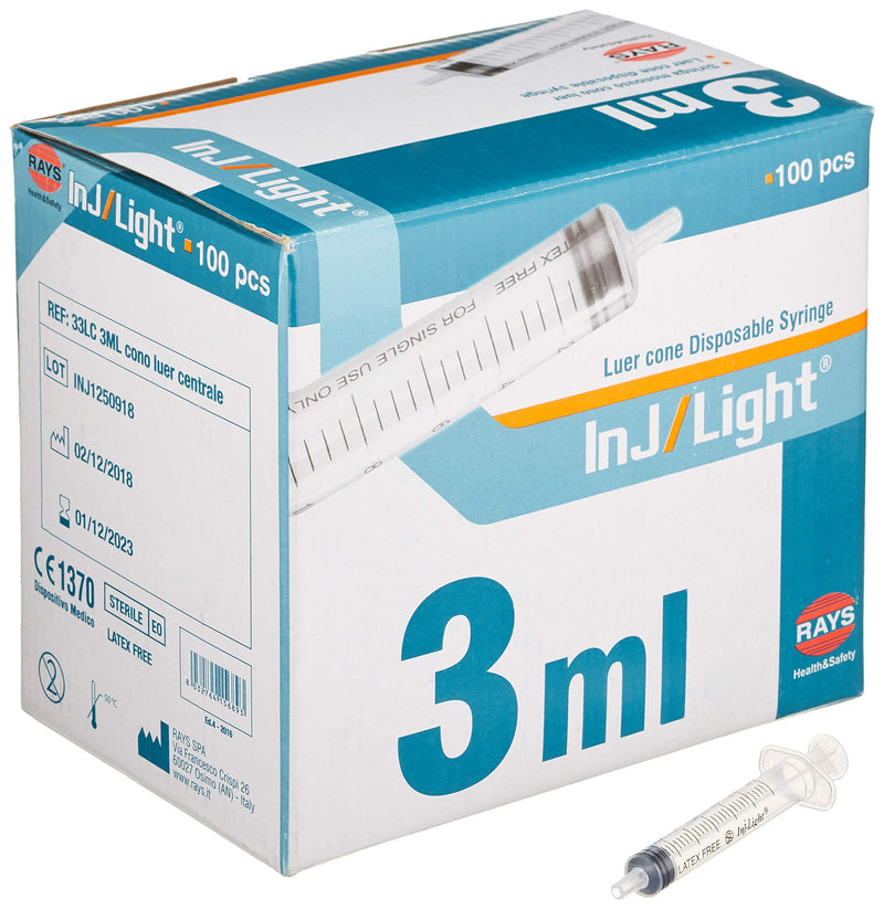 Syringes Without Needle, 3 mL Centric LC (Pack of 100) Central Luer cone 3 ml - 100 stk