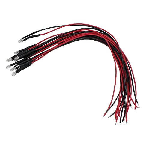 Lumonic 10 x Super Bright LEDs with Resistor for 5 V Applications, High Power LEDs with Connection Cable for DIY Soldering, Red, Diameter: 3 mm 5V (10x)