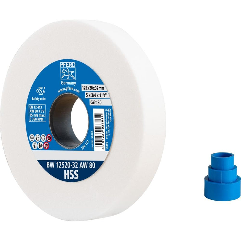 [Australia - AusPower] - PFERD Sanding Block Disc HSS, 125 x 20 x 32 mm, A80, 39009698 - Medium Hard Sanding Disc for Sharpening HSS Drills, with Reducing Sleeves (25/20/16 mm) 125x20x32mm Grain size: 80 