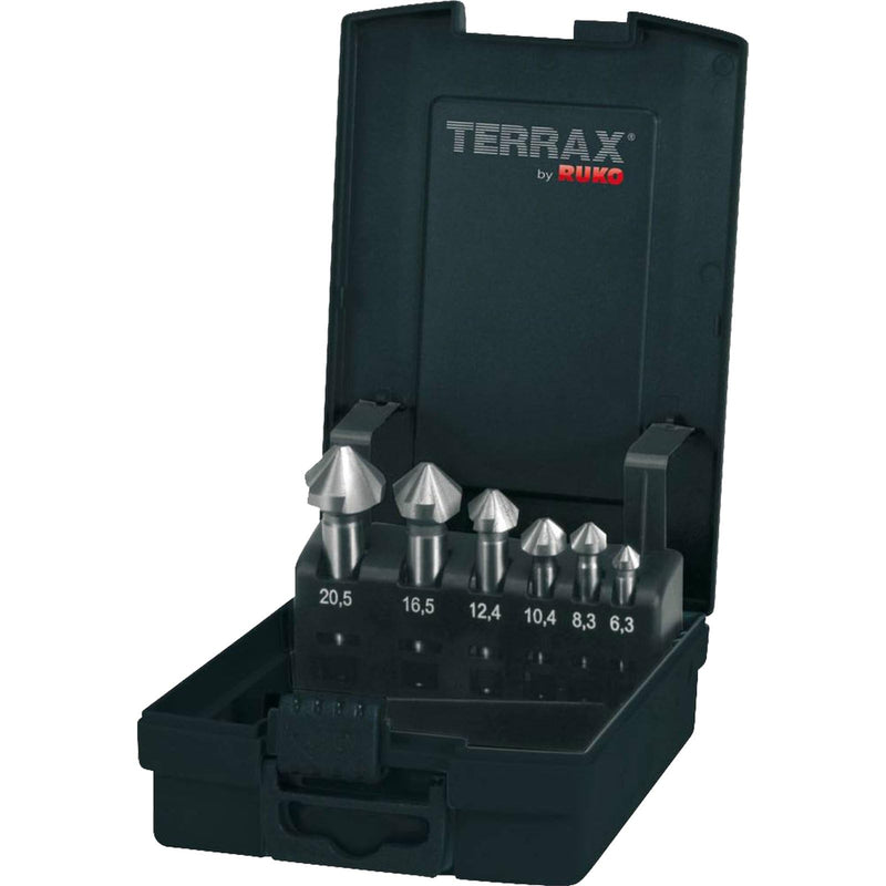 [Australia - AusPower] - Terrax by Ruko Cone and deburring Countersink Set, DIN 335, Shape C 90° HSS in Plastic Box, 1 Piece, A102152RO 