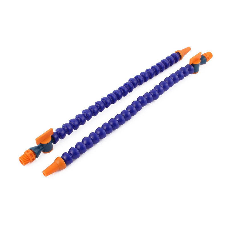 [Australia - AusPower] - sourcingmap 2 Pcs 33cm Length Flexible Round Spout Cooling Oil Tube Pipe Blue w Switch 1/4BSP 