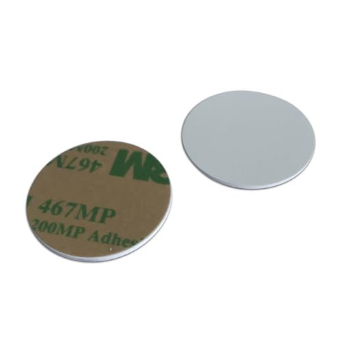 YARONGTECH RFID 1K PVC 3M Self Adhesive Backing Round 25mm RFID Medal Tag 0.9mm Thick (Pack of 10) Small
