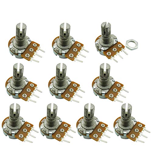 B20K 20K Ohm Adjustment Single Linear Rotary Taper Potentiometer Shaft 15 mm Pack of 10