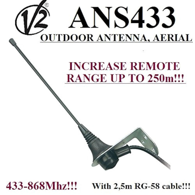 Aerial, Outdoor antenna V2 ANS433 for any gate automation, 433MHz-868MMHz, 50 Ohm, Range up to 250m!!!