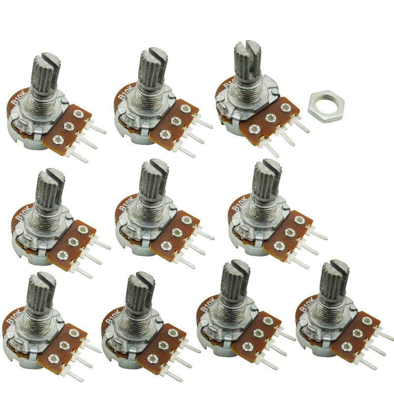 [Australia - AusPower] - Aihasd B10K 10K Ohm Adjustment Single Linear Rotary Taper Potentiometer Shaft 15 mm Pack of 10 
