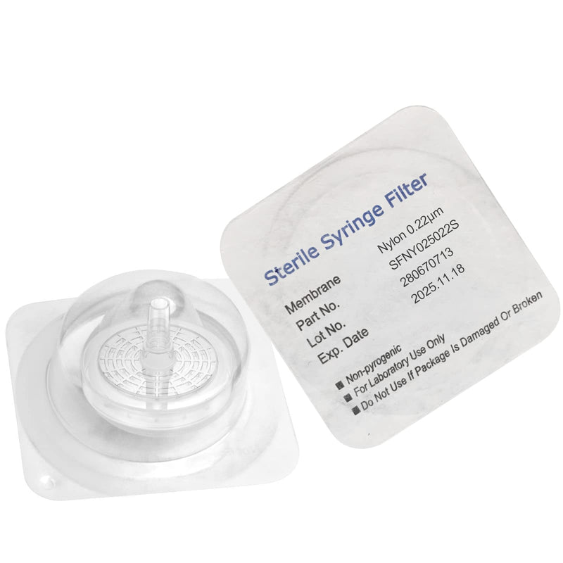 [Australia - AusPower] - Sterile Syringe Filter Nylon 25 mm Diameter 0.22 um Pores Individually Packed 10/Pk by biomed Scientific 