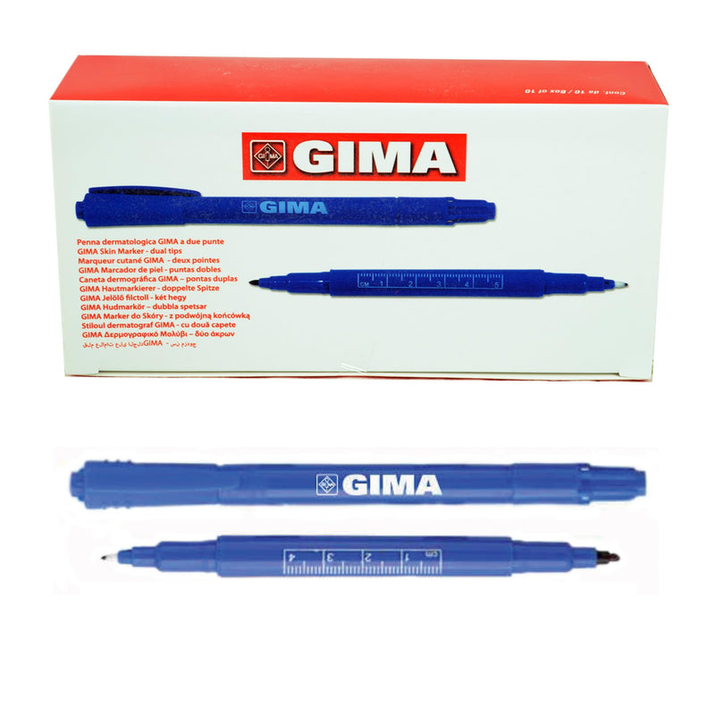 Gima - Dermatological double pen with cap structure made of polypropylene, tip made of polyester fibre, 10 pieces, 33179