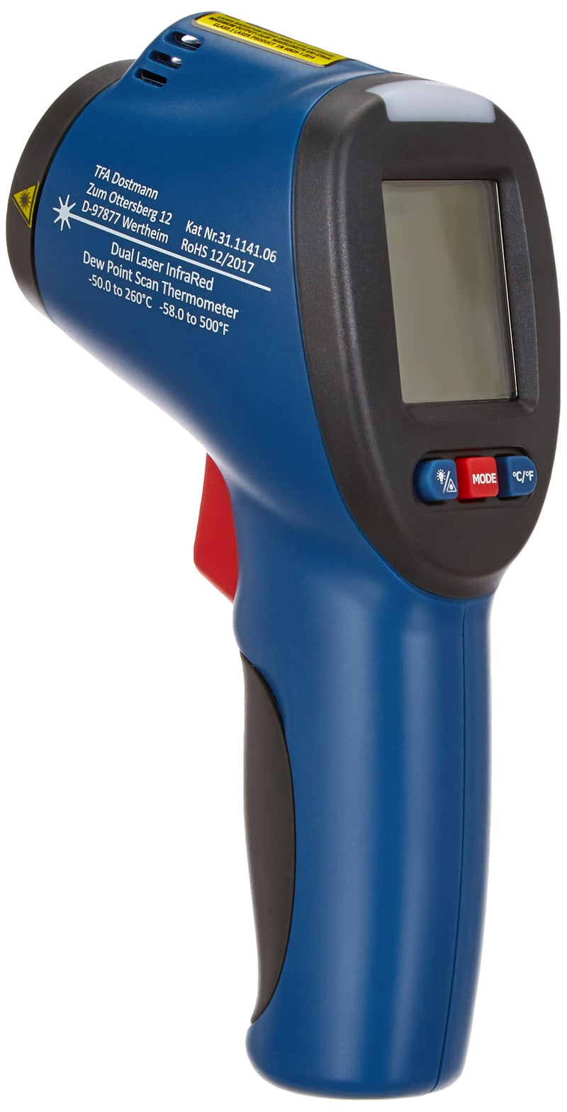 [Australia - AusPower] - TFA Dostmann Mould Detector Infrared Thermometer with Dew Point Detection and Double Laser, Blue, L110 x W72 x H240 mm 